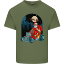 Hot Rod Santa Clause Hotrod Christmas Mens Cotton T-Shirt Tee Top Military Green