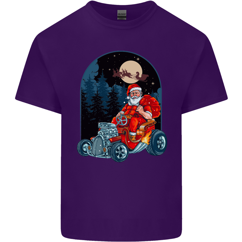 Hot Rod Santa Clause Hotrod Christmas Mens Cotton T-Shirt Tee Top Purple