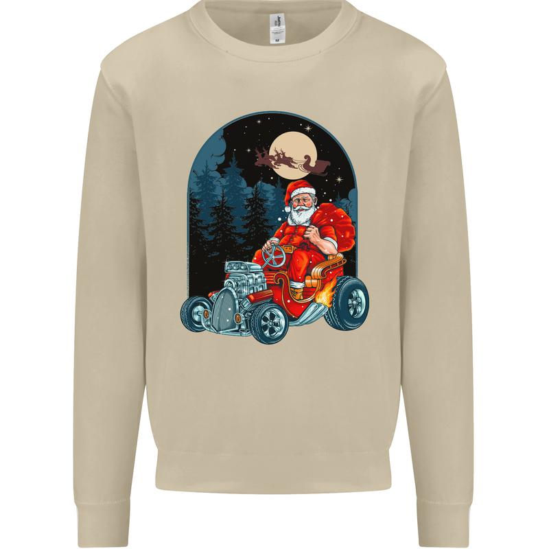 Hot Rod Santa Clause Hotrod Christmas Mens Sweatshirt Jumper Sand