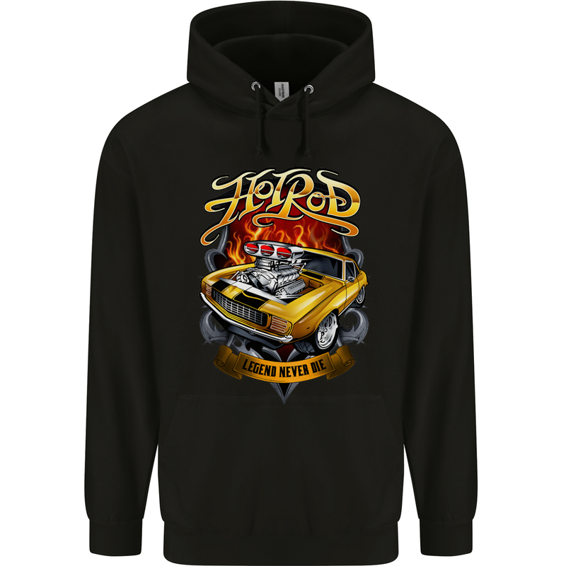 Hotrod Legend Hot Rod Dragster Car Childrens Kids Hoodie Black