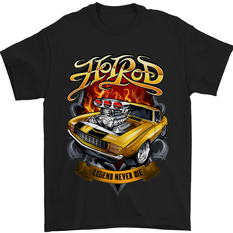 Hotrod Legend Hot Rod Dragster Car Mens T-Shirt Cotton Gildan Black