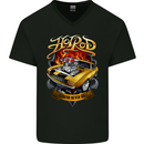 Hotrod Legend Hot Rod Dragster Car Mens V-Neck Cotton T-Shirt Black