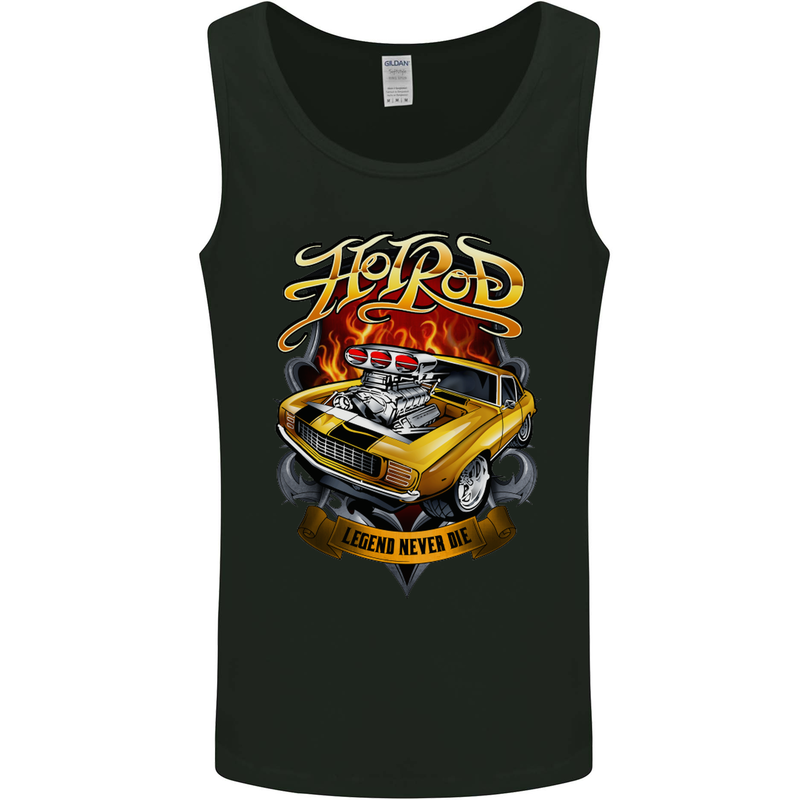 Hotrod Legend Hot Rod Dragster Car Mens Vest Tank Top Black