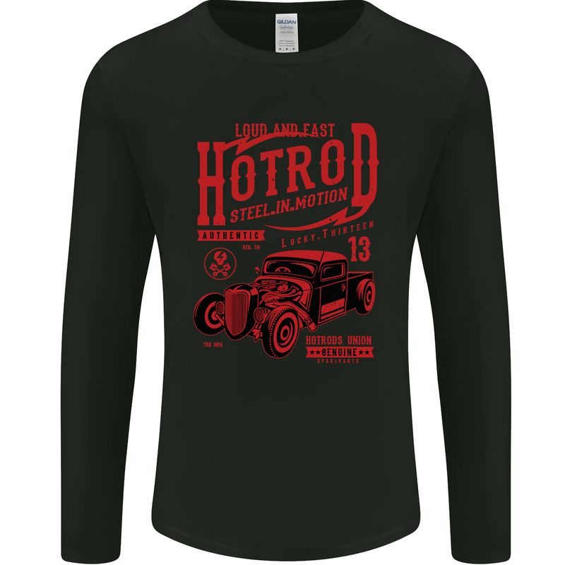 Hotrod Steel in Motion Hot Rod Dragster Car Mens Long Sleeve T-Shirt Black