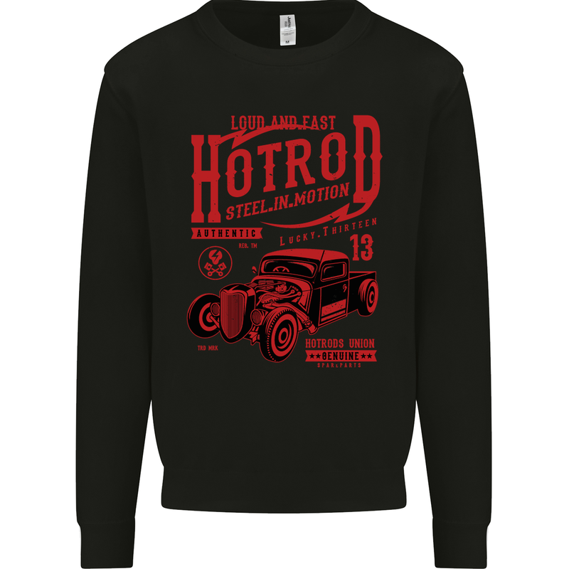 Hotrod Steel in Motion Hot Rod Dragster Car Mens Sweatshirt Jumper Black