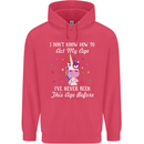 How To Act My Age Funny Unicorn Birthday Childrens Kids Hoodie Heliconia