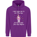 How To Act My Age Funny Unicorn Birthday Childrens Kids Hoodie Purple