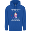 How To Act My Age Funny Unicorn Birthday Childrens Kids Hoodie Royal Blue