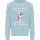 How To Act My Age Funny Unicorn Birthday Kids Sweatshirt Jumper Light Blue