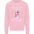 How To Act My Age Funny Unicorn Birthday Kids Sweatshirt Jumper Light Pink