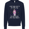 How To Act My Age Funny Unicorn Birthday Kids Sweatshirt Jumper Navy Blue