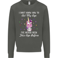 How To Act My Age Funny Unicorn Birthday Kids Sweatshirt Jumper Storm Grey