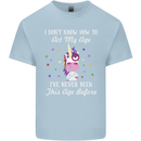 How To Act My Age Funny Unicorn Birthday Kids T-Shirt Childrens Light Blue