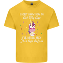 How To Act My Age Funny Unicorn Birthday Kids T-Shirt Childrens Yellow