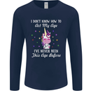How To Act My Age Funny Unicorn Birthday Mens Long Sleeve T-Shirt Navy Blue
