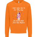 How To Act My Age Funny Unicorn Birthday Mens Sweatshirt Jumper Orange
