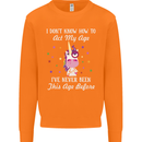How To Act My Age Funny Unicorn Birthday Mens Sweatshirt Jumper Orange