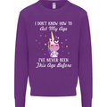 How To Act My Age Funny Unicorn Birthday Mens Sweatshirt Jumper Purple