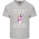 How To Act My Age Funny Unicorn Birthday Mens V-Neck Cotton T-Shirt Sports Grey