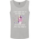 How To Act My Age Funny Unicorn Birthday Mens Vest Tank Top Sports Grey