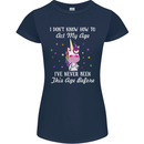 How To Act My Age Funny Unicorn Birthday Womens Petite Cut T-Shirt Navy Blue