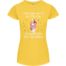 How To Act My Age Funny Unicorn Birthday Womens Petite Cut T-Shirt Yellow