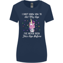 How To Act My Age Funny Unicorn Birthday Womens Wider Cut T-Shirt Navy Blue