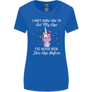 How To Act My Age Funny Unicorn Birthday Womens Wider Cut T-Shirt Royal Blue
