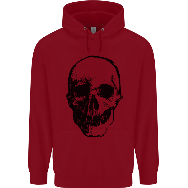 Human Skull Childrens Kids Hoodie Red