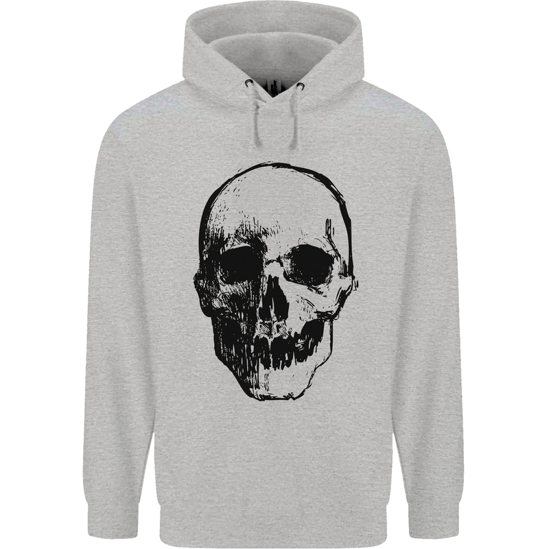 Human Skull Childrens Kids Hoodie Sports Grey