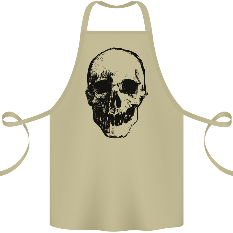 Human Skull Cotton Apron 100% Organic Khaki