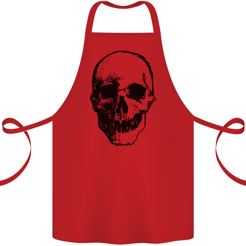 Human Skull Cotton Apron 100% Organic Red