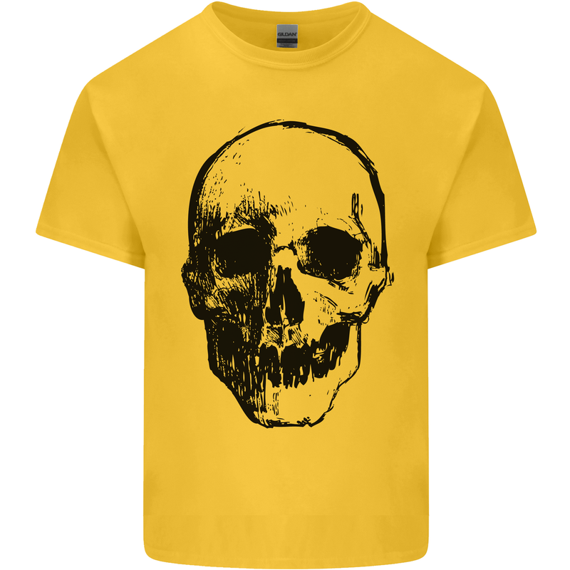 Human Skull Kids T-Shirt Childrens Yellow