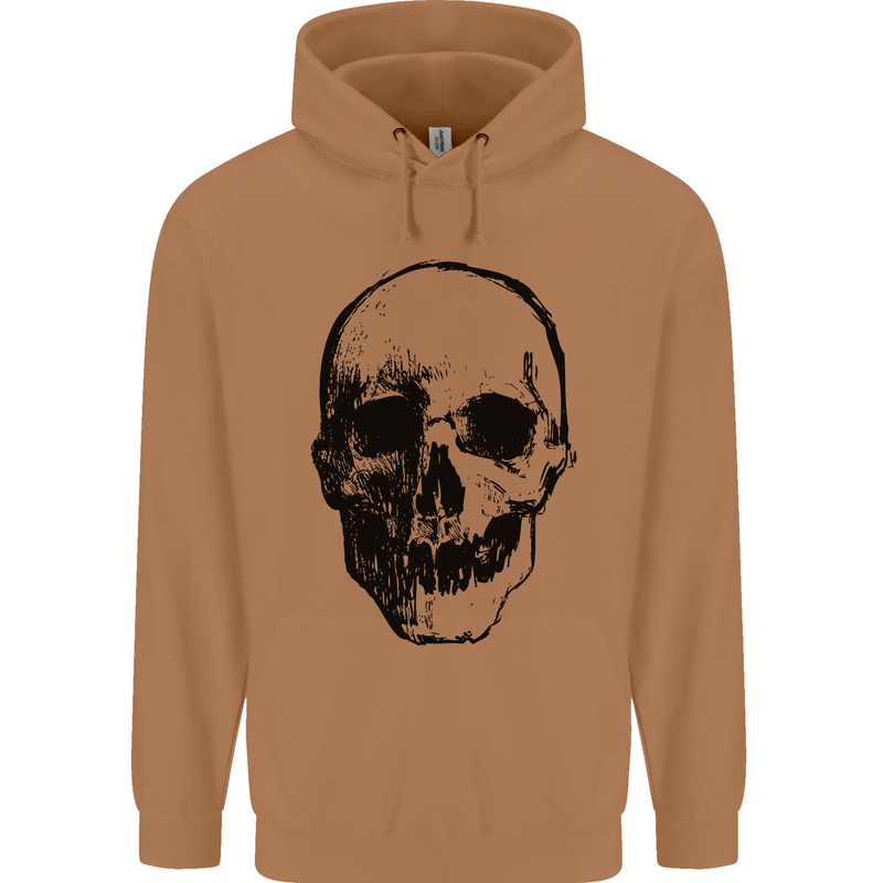 Human Skull Mens 80% Cotton Hoodie Caramel Latte