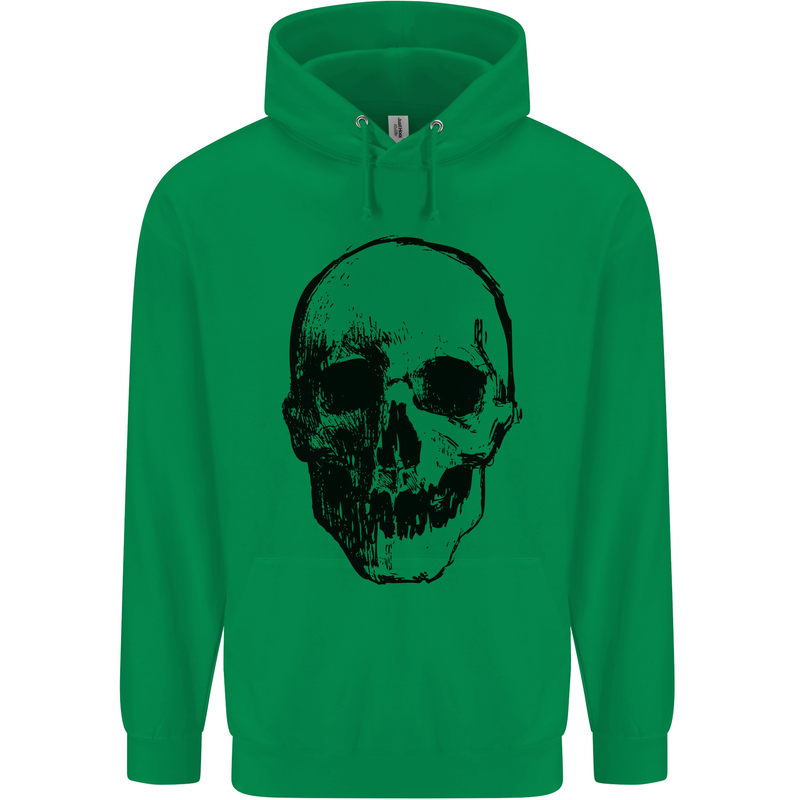 Human Skull Mens 80% Cotton Hoodie Irish Green