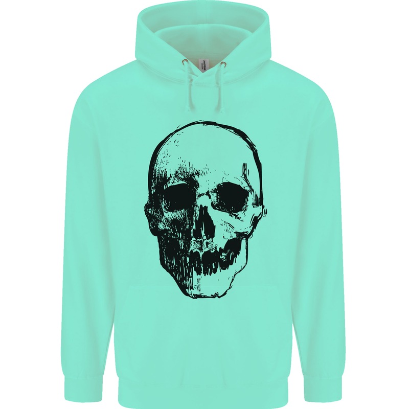 Human Skull Mens 80% Cotton Hoodie Peppermint