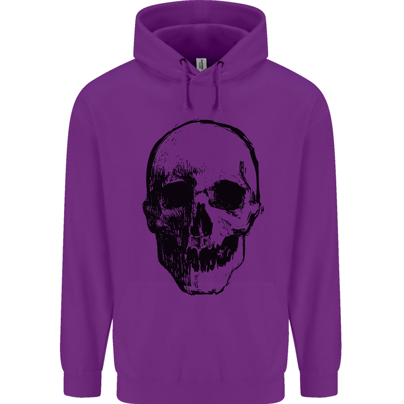 Human Skull Mens 80% Cotton Hoodie Purple