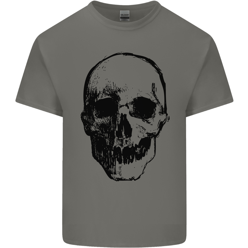 Human Skull Mens Cotton T-Shirt Tee Top Charcoal
