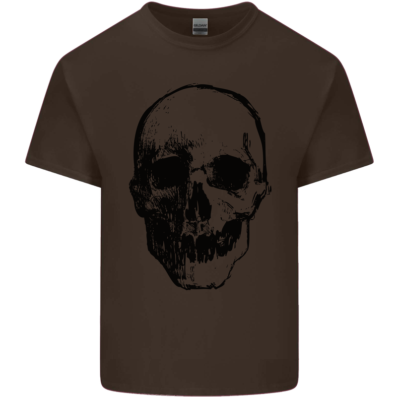 Human Skull Mens Cotton T-Shirt Tee Top Dark Chocolate