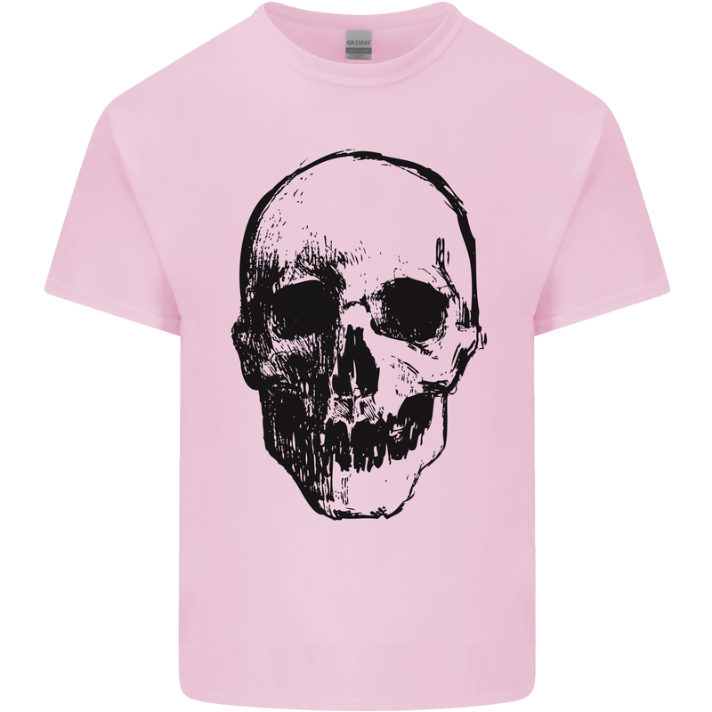 Human Skull Mens Cotton T-Shirt Tee Top Light Pink