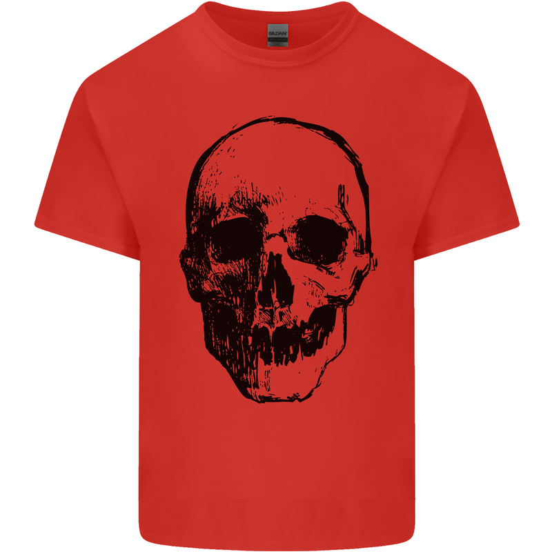Human Skull Mens Cotton T-Shirt Tee Top Red