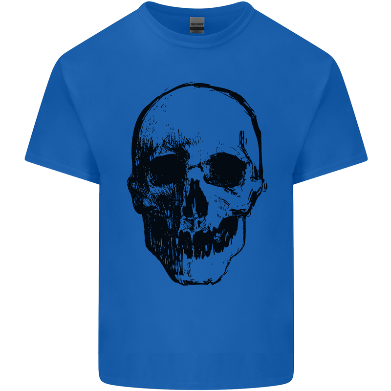 Human Skull Mens Cotton T-Shirt Tee Top Royal Blue