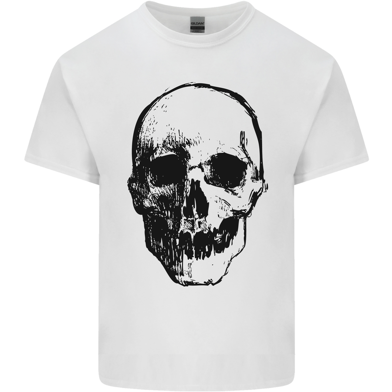 Human Skull Mens Cotton T-Shirt Tee Top White