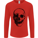 Human Skull Mens Long Sleeve T-Shirt Red