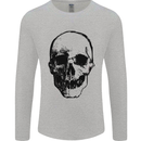 Human Skull Mens Long Sleeve T-Shirt Sports Grey