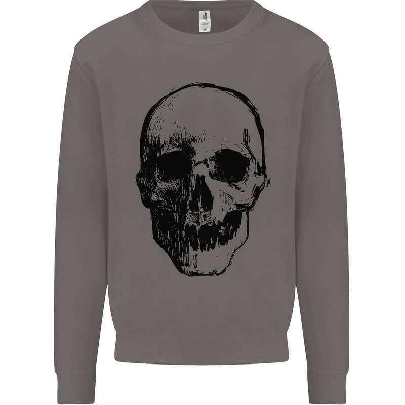 Human Skull Mens Sweatshirt Jumper Charcoal