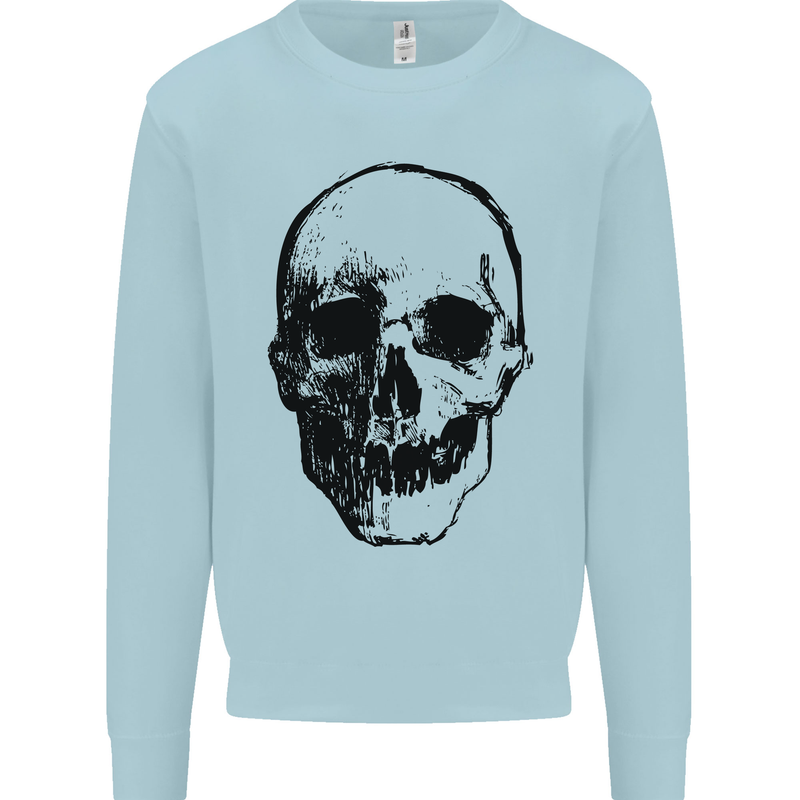Human Skull Mens Sweatshirt Jumper Light Blue