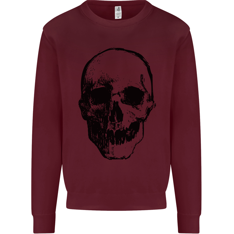 Human Skull Mens Sweatshirt Jumper Maroon