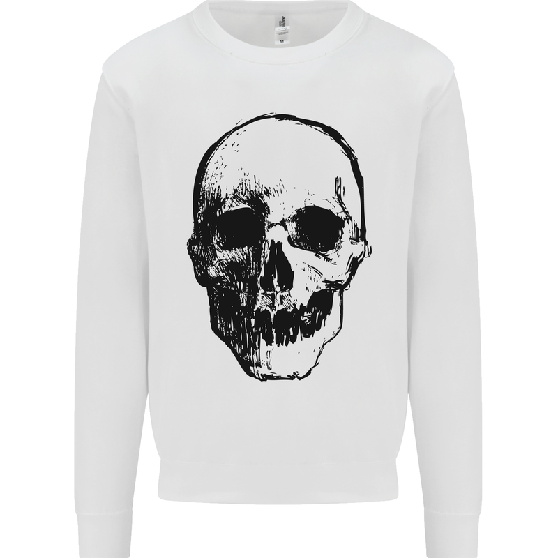 Human Skull Mens Sweatshirt Jumper White