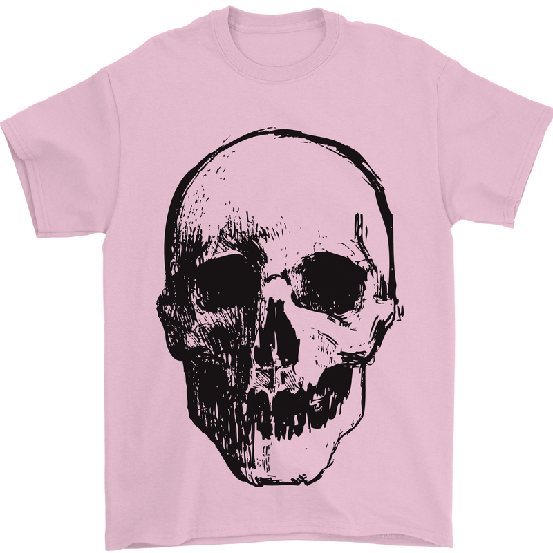 Human Skull Mens T-Shirt Cotton Gildan Light Pink